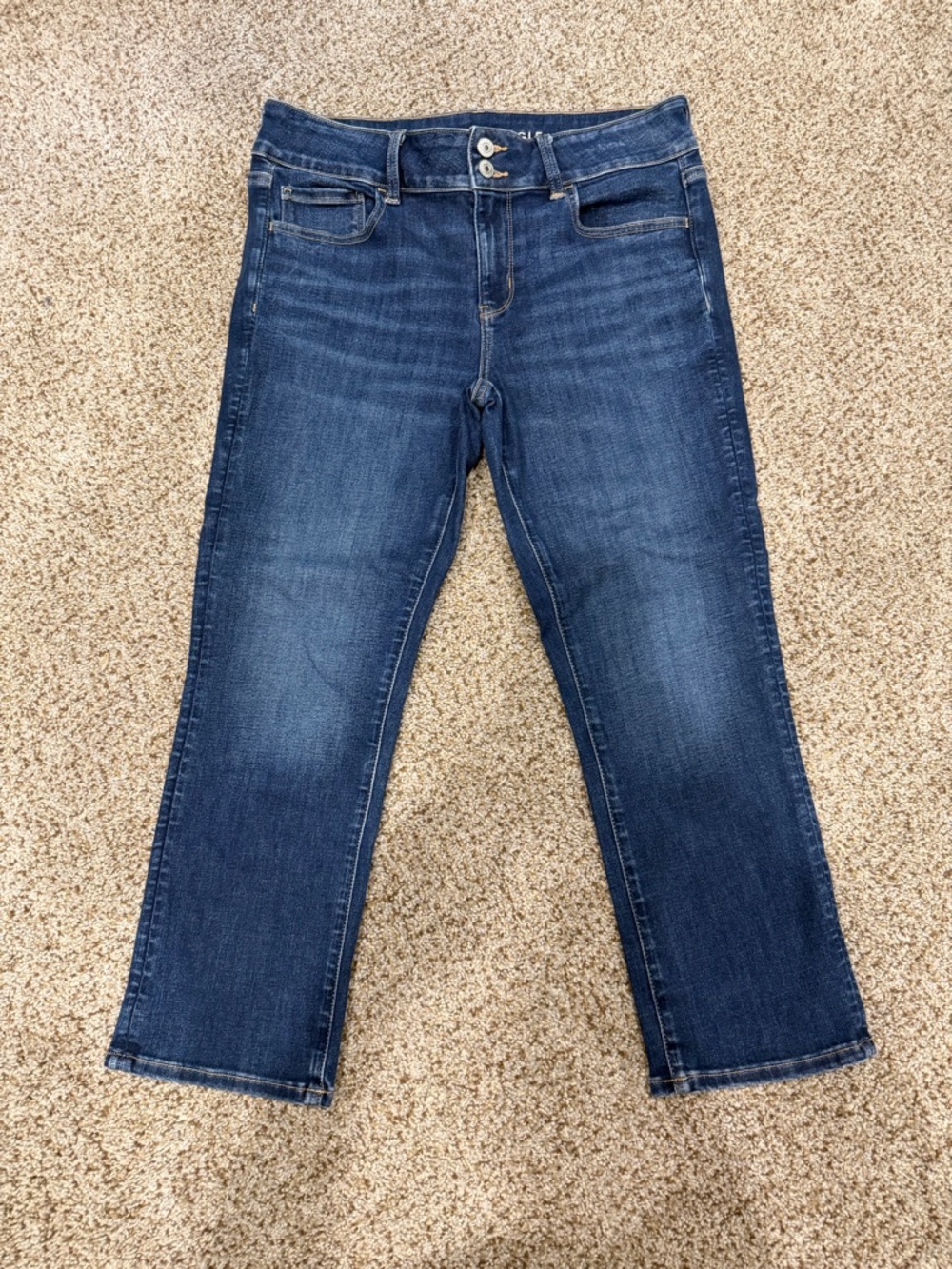 Classic Dark Wash Straight Crop Jeans